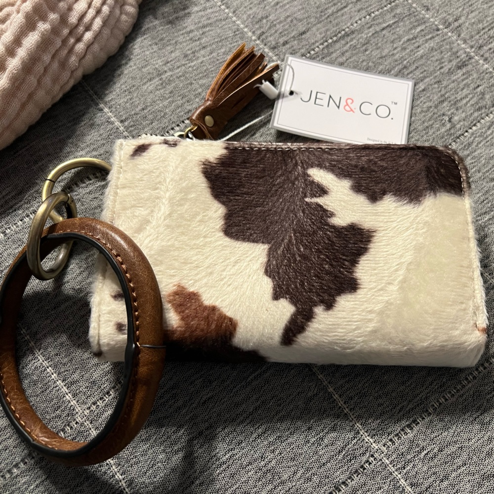 Jen & Co Bangle Cow Print Wristlet